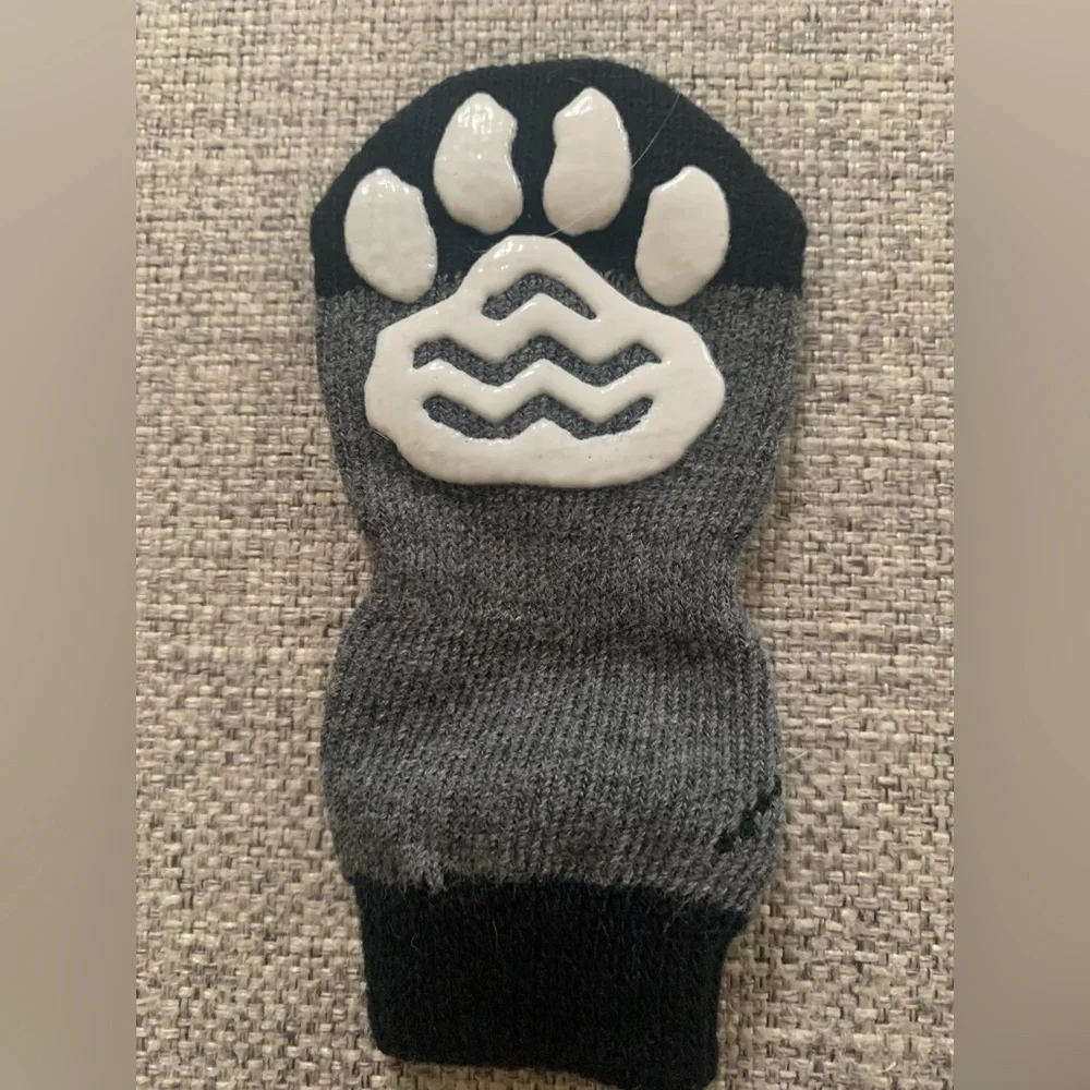 Gray & Black Dog Socks With Paw Protection